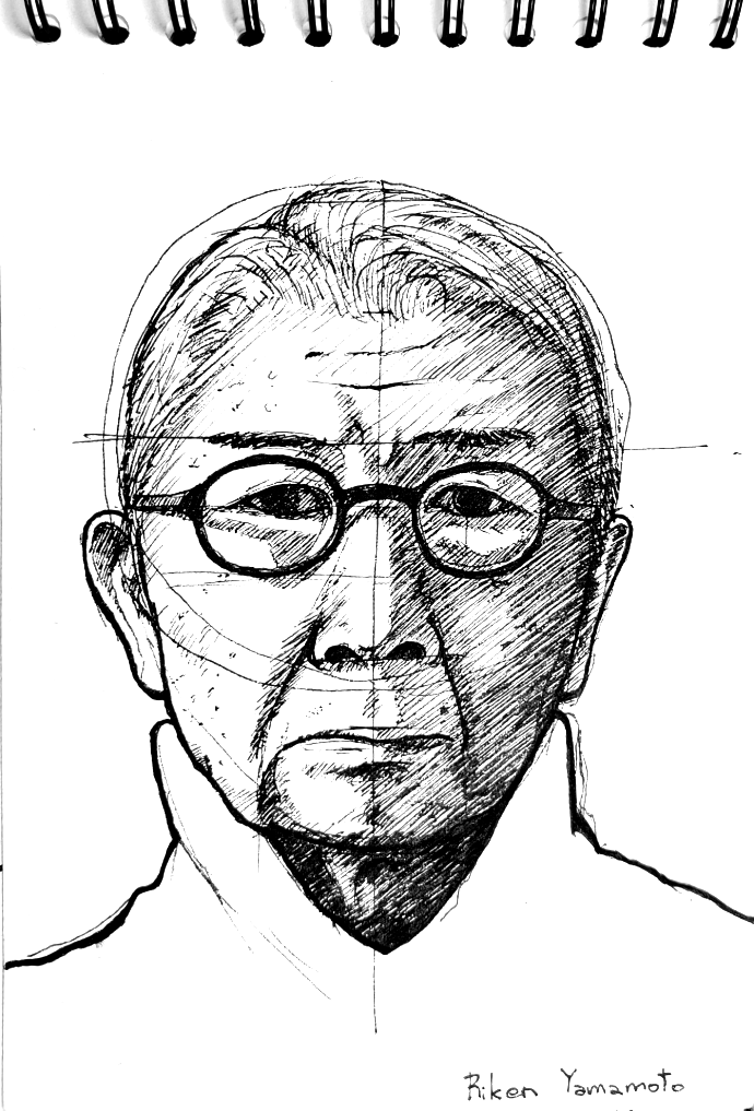 Ink portrait of Riken Yamamoto